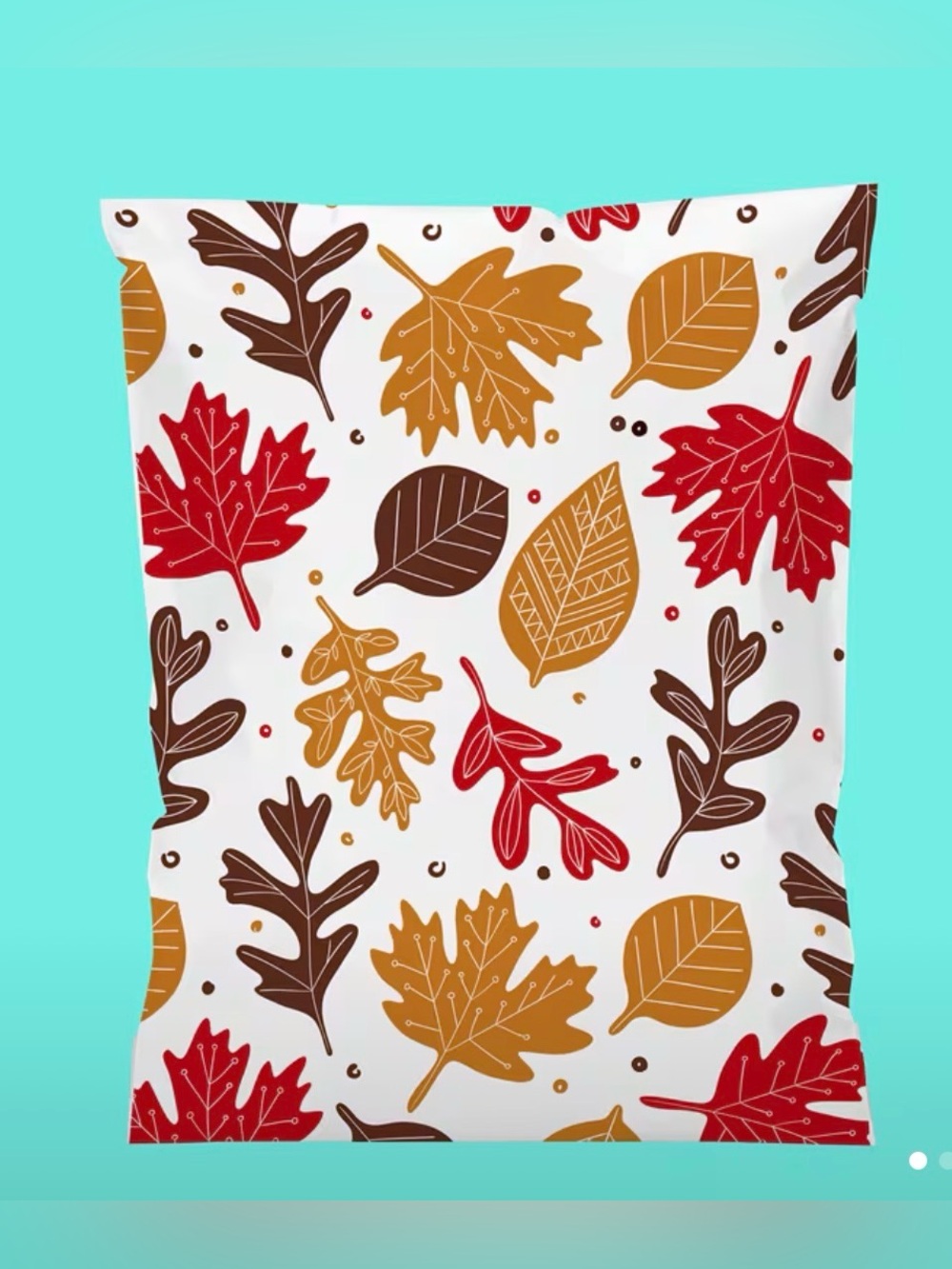 Autumn Leaves Fall Holiday Polymailers - Red, Gold, Brown Leaf Print - 10 count